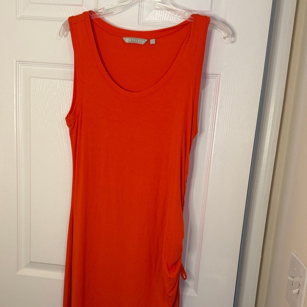 Athleta Women's Sleeveless Scoop Neck Dress in Bright Orange